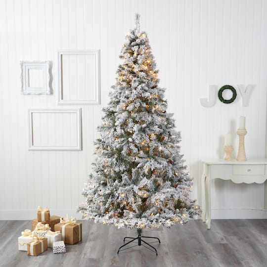 8ft. Pre-Lit White River Mountain Pine Artificial Christmas Tree, Clear LED Lights